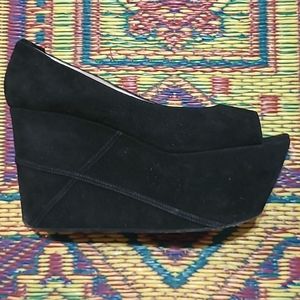 Calvin Klein Collection black suede platform sandals